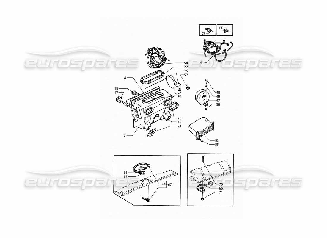 maserati qtp. 3.2 v8 (1999) diagrama de piezas del conjunto del aire acondicionado automático (transmisión derecha)