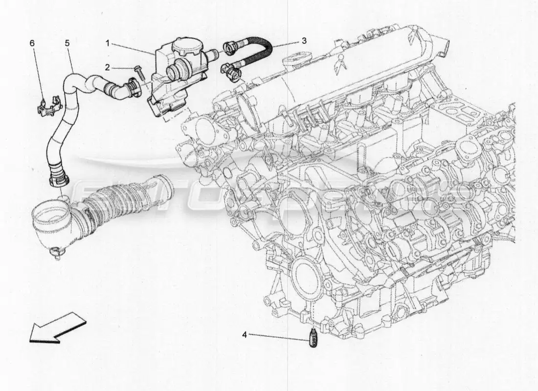 maserati qtp. v8 3.8 530bhp 2014 auto diagrama de piezas del sistema de recirculación de vapores de aceite