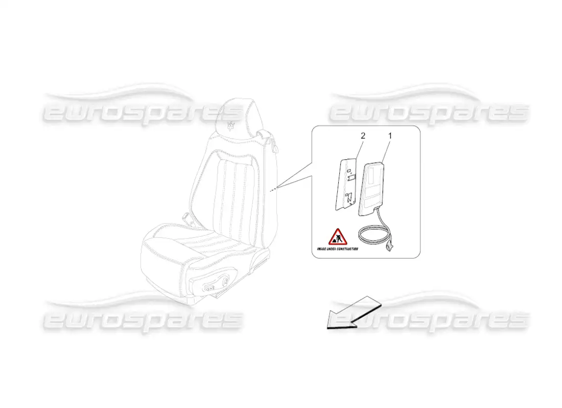 maserati grancabrio (2011) 4.7 sistema de bolsas laterales delanteras diagrama de piezas