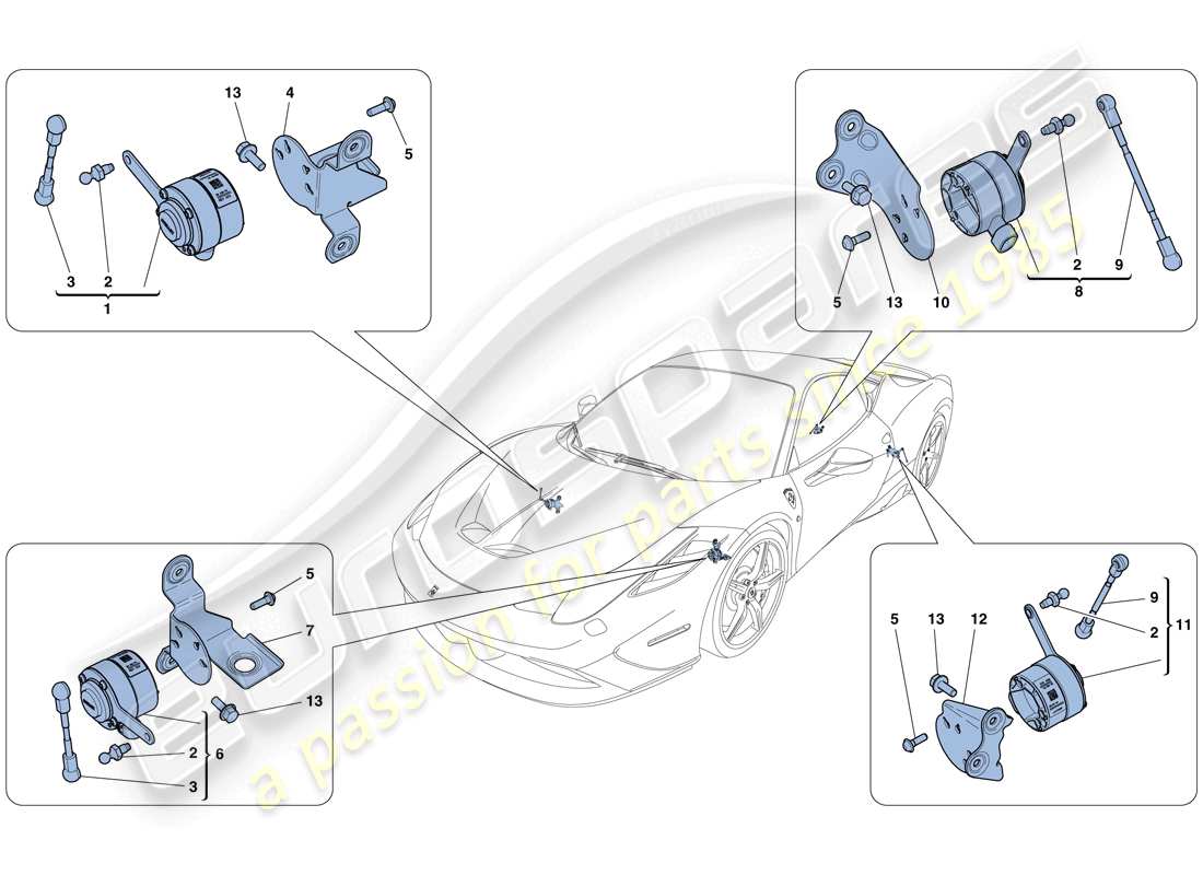 ferrari 458 speciale (rhd) gestión electrónica (suspensión) esquema de piezas