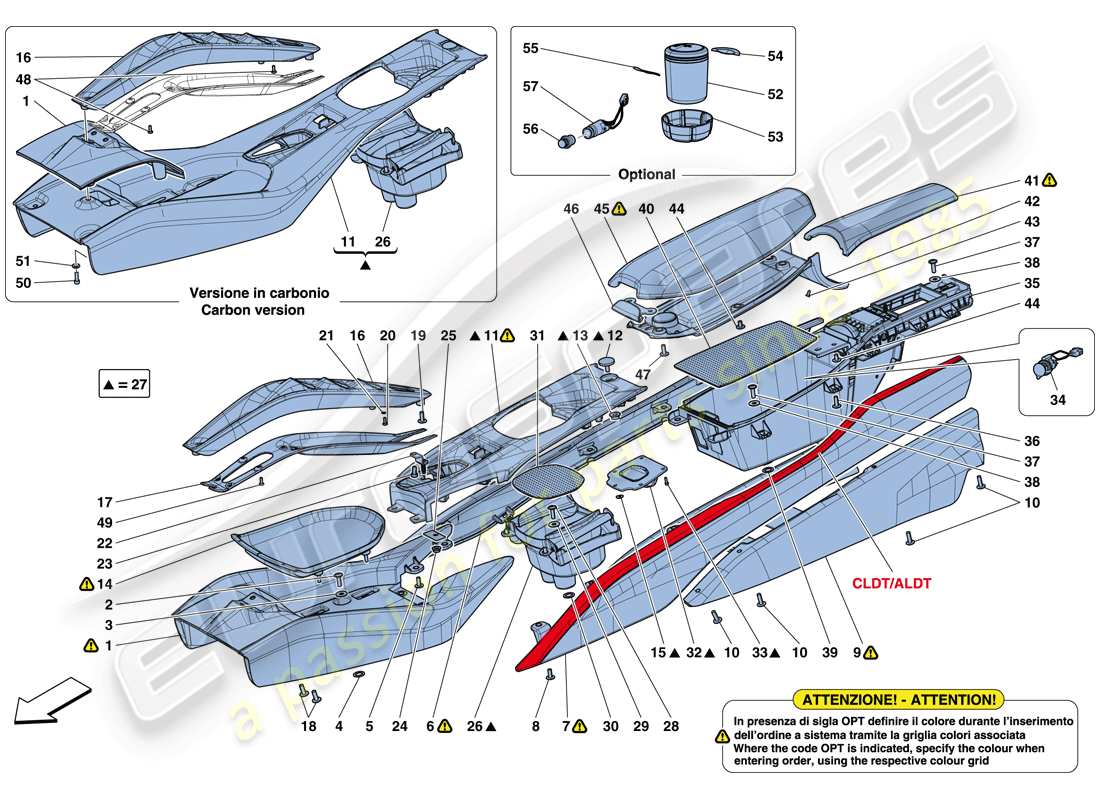 ferrari 812 superfast (rhd) túnel - subestructura y accesorios diagrama de partes