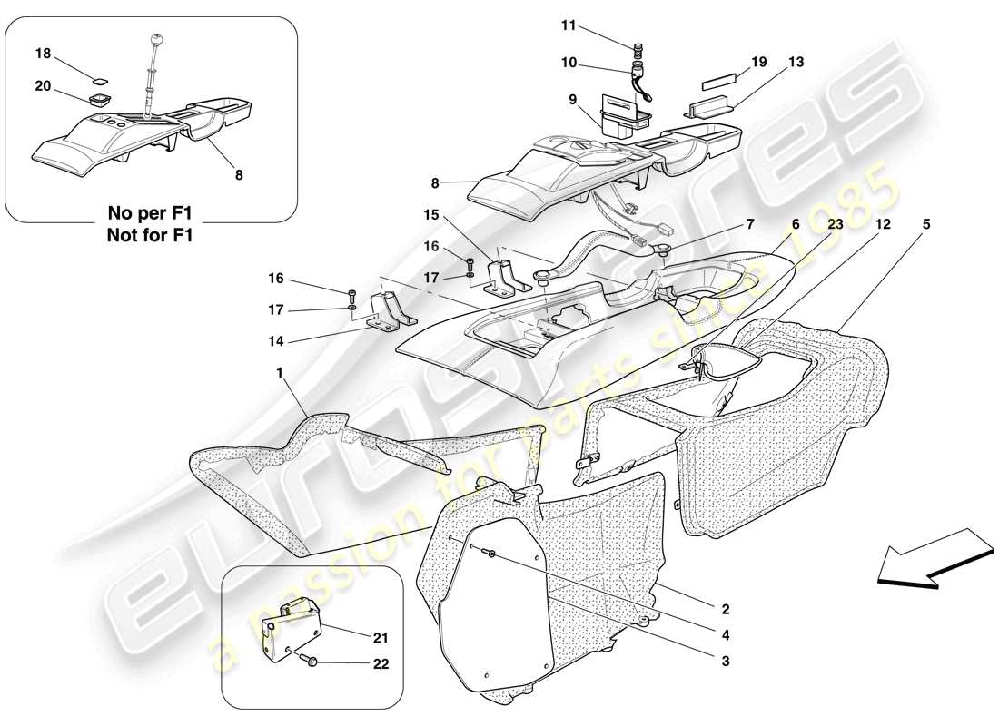 ferrari 599 gtb fiorano (usa) túnel - subestructura y accesorios diagrama de partes