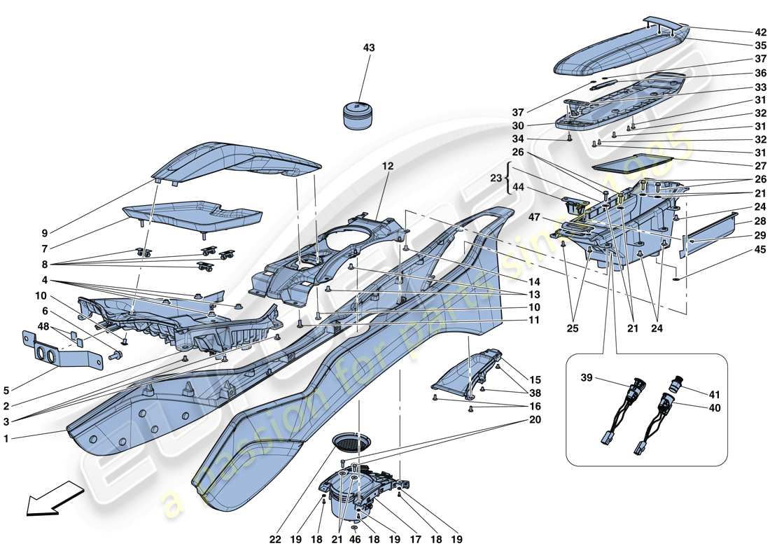 ferrari california t (usa) túnel - subestructura y accesorios diagrama de partes