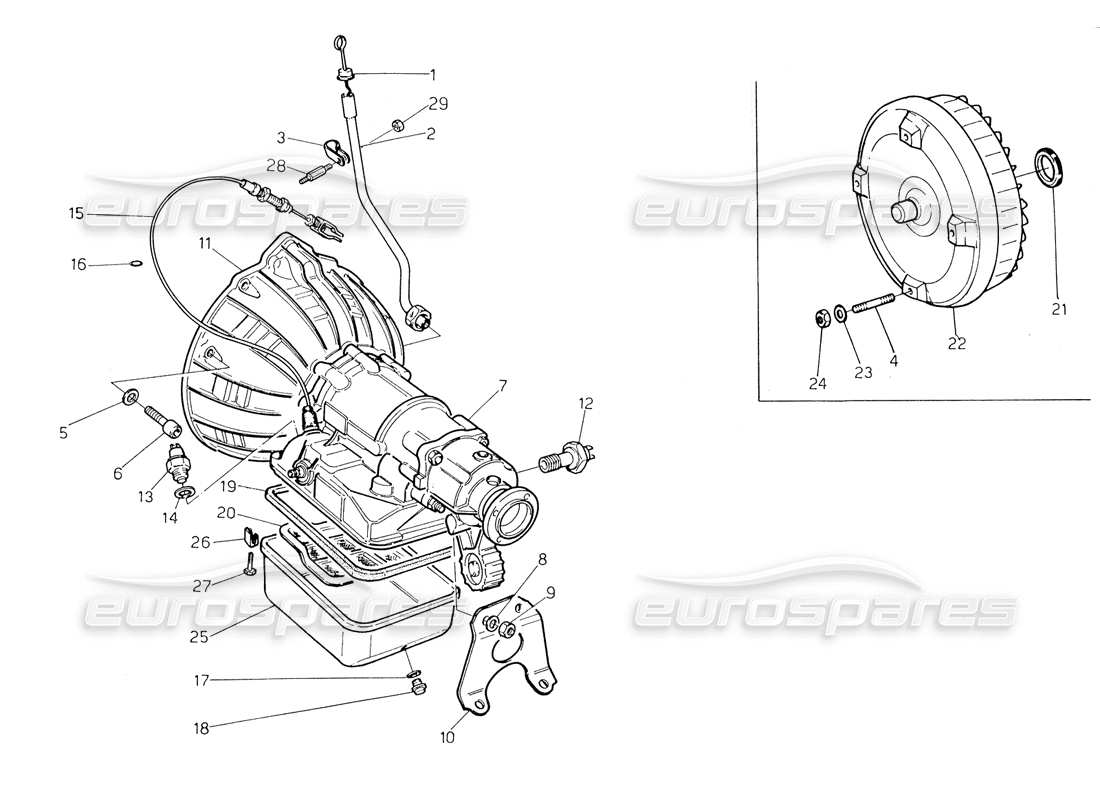 maserati biturbo spider transmisión automática - convertidor (3 hp) diagrama de piezas