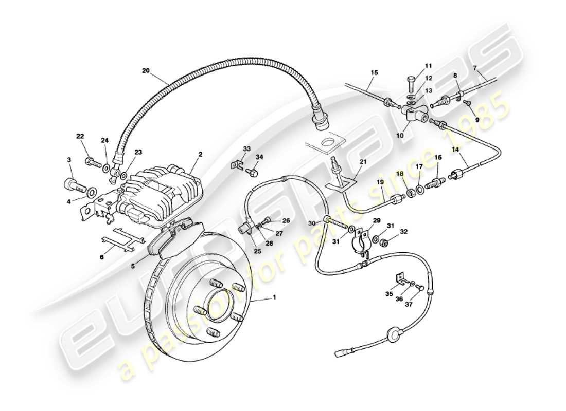 aston martin v8 volante (2000) rear brakes diagrama de piezas