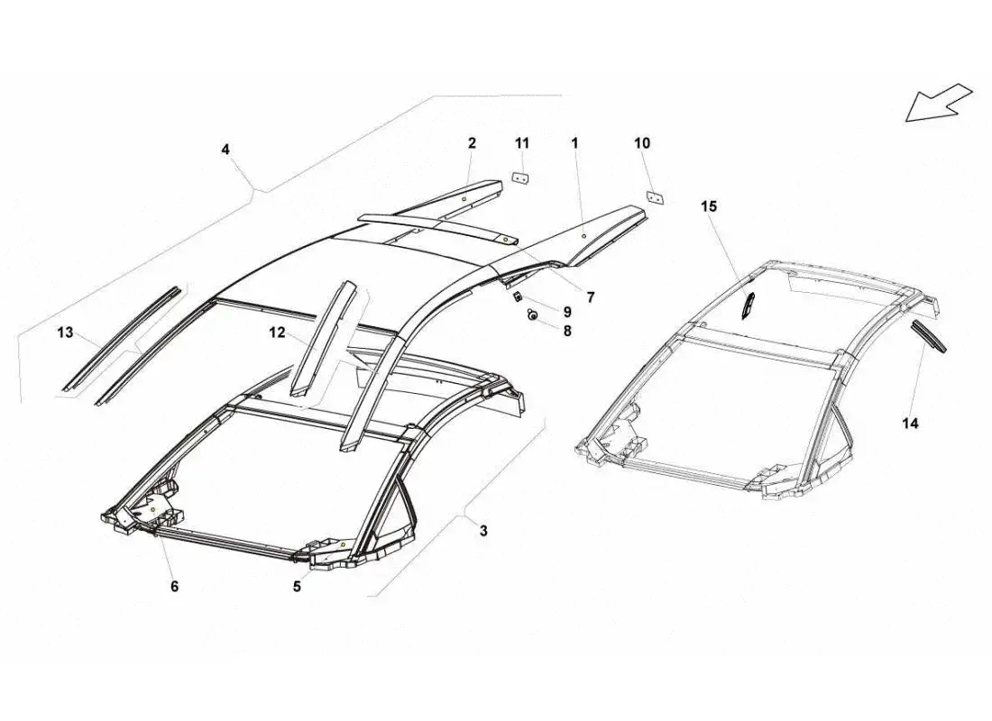 lamborghini gallardo sts ii sc diagrama de piezas del panel de techo