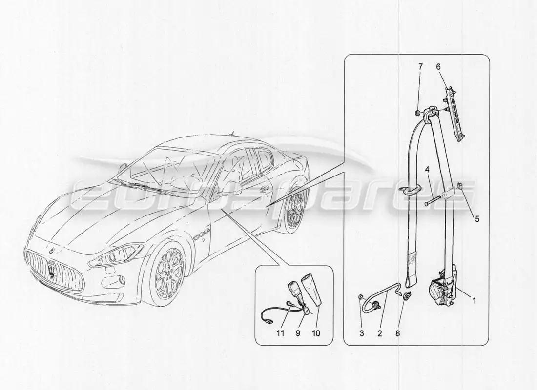 maserati granturismo special edition cinturones de seguridad delanteros diagrama de piezas