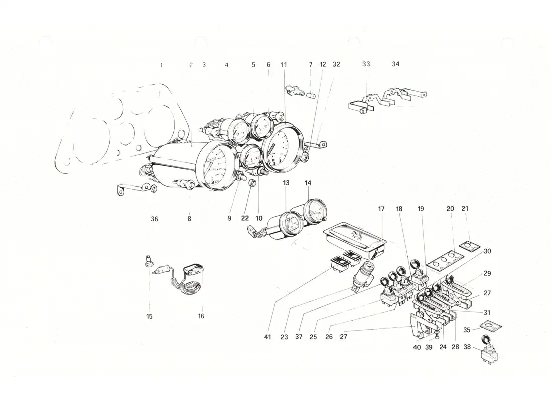 ferrari 208 gtb gts instrumentos y accesorios diagrama de piezas