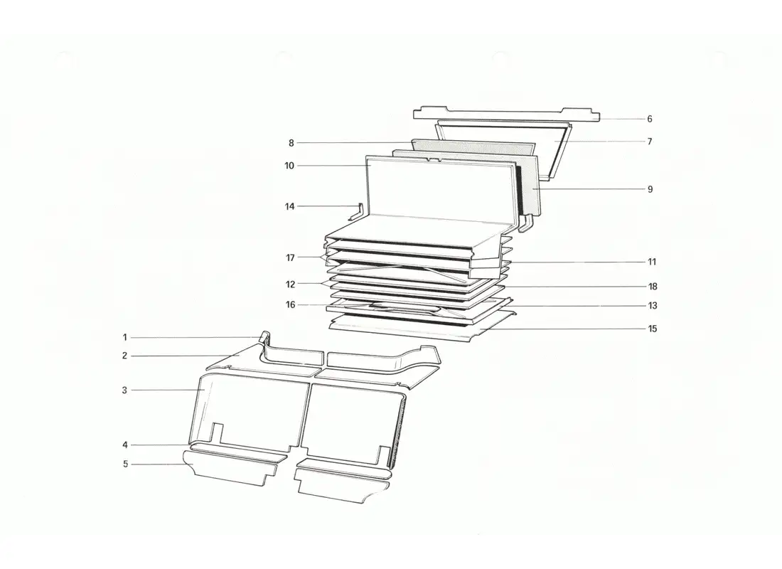 ferrari 208 gtb gts compartimentos para pasajeros y equipaje diagrama de piezas