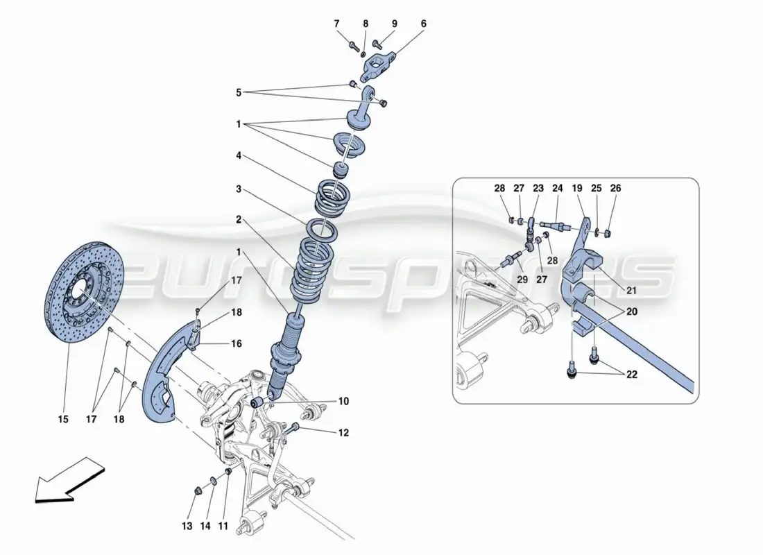 ferrari 488 challenge amortiguadores delanteros diagrama de piezas
