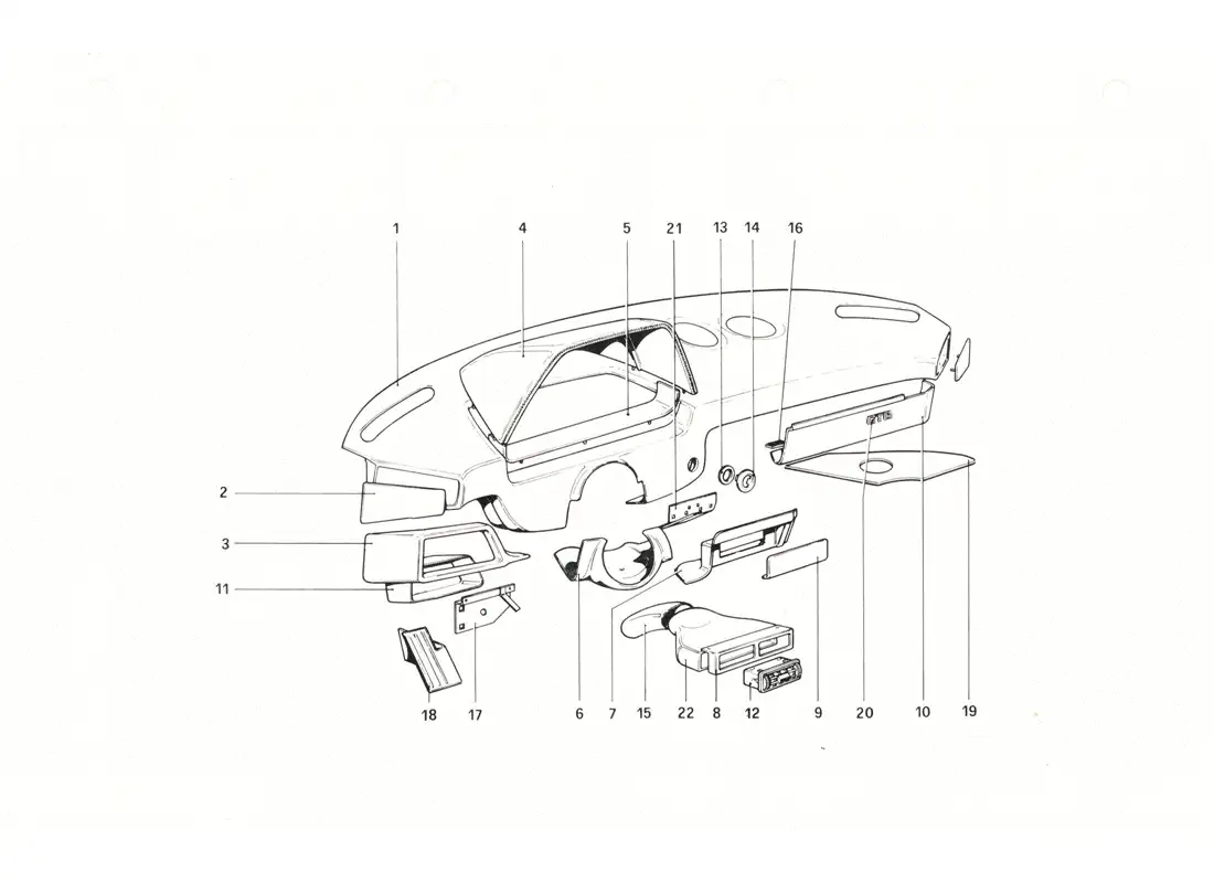 ferrari 208 gtb gts tablero de instrumentos diagrama de piezas