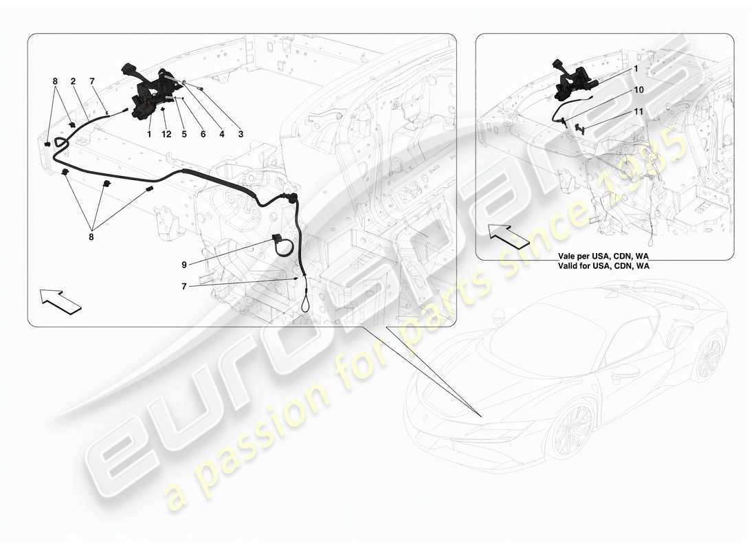 ferrari sf90 stradale bloqueo de la tapa delantera diagrama de piezas