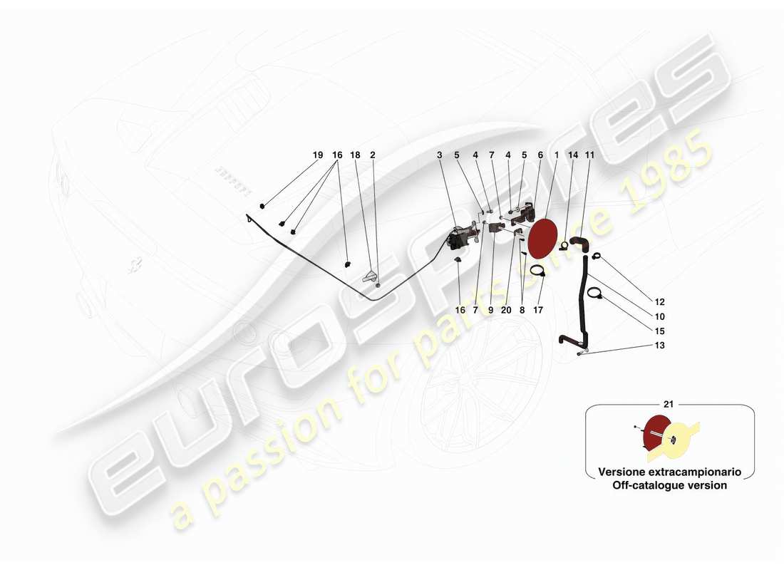 ferrari f8 spider asiento de llenado de combustible diagrama de piezas
