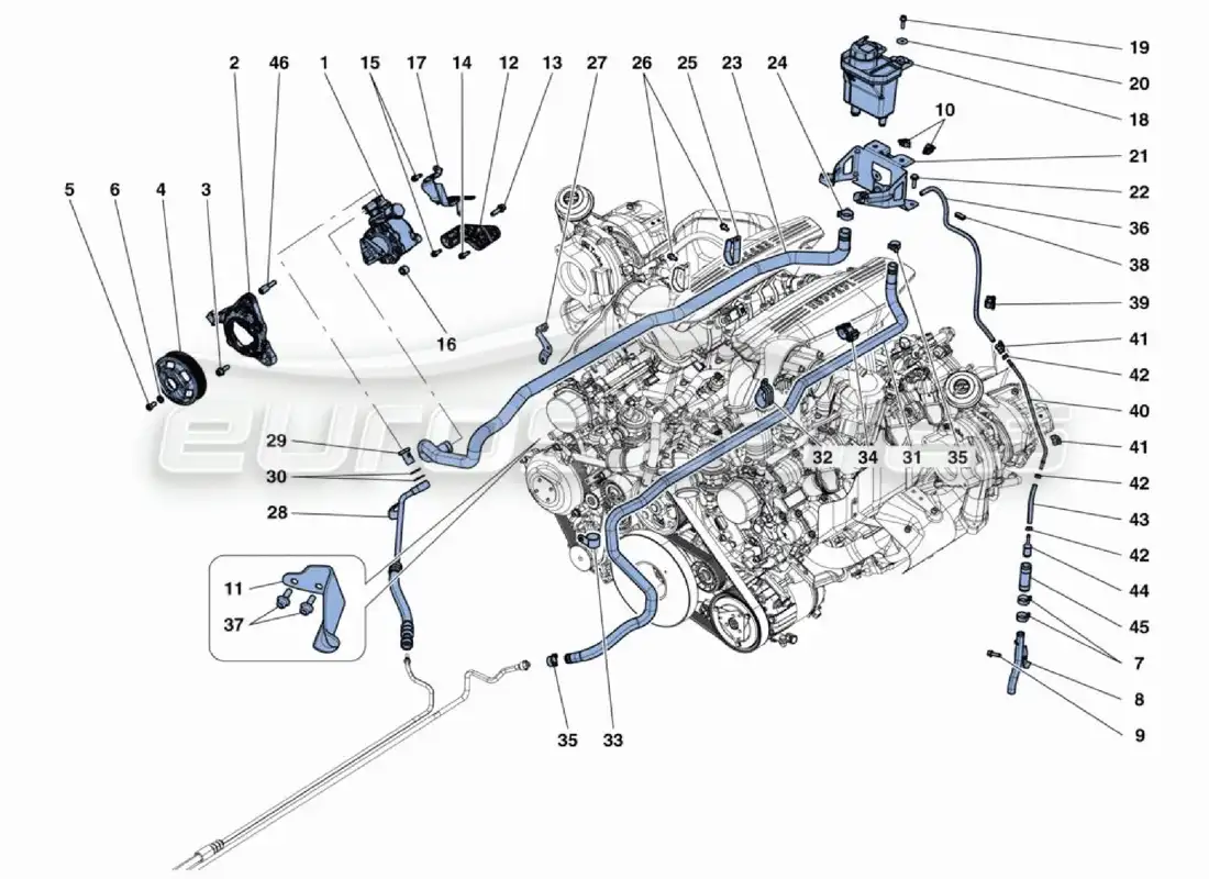 ferrari 488 challenge bomba de dirección asistida diagrama de piezas