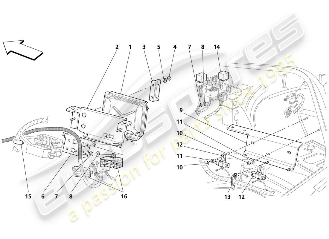 maserati trofeo unidades de control del compartimiento del maletero diagrama de piezas