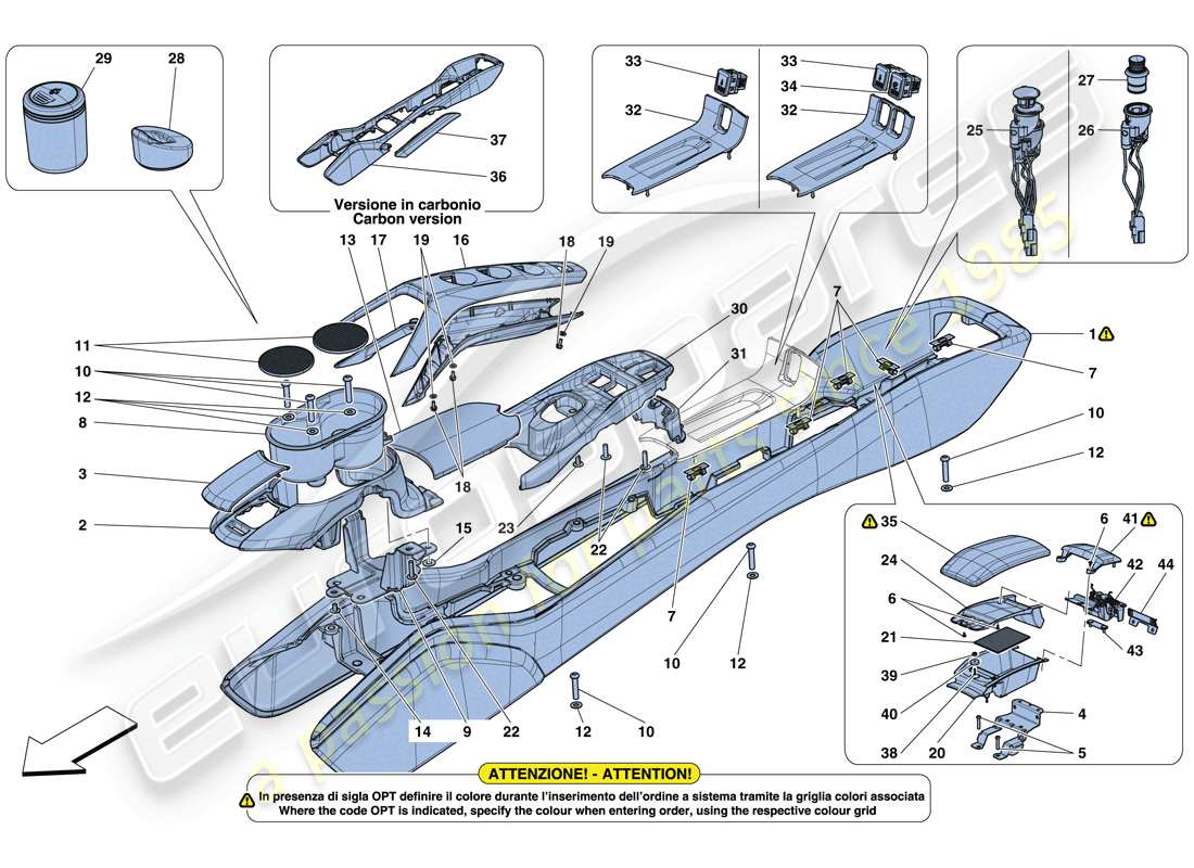 ferrari 488 spider (rhd) túnel - subestructura y accesorios diagrama de partes