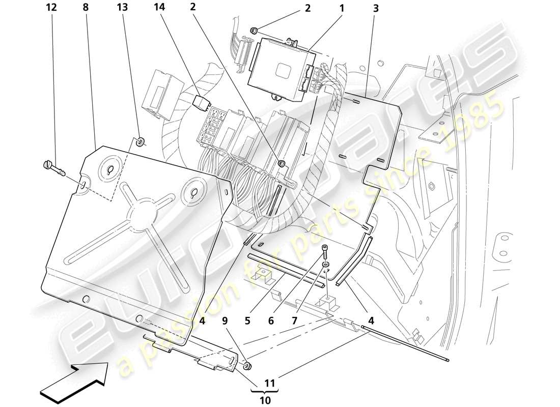 maserati trofeo diagrama de piezas de las unidades de control del lado del pasajero