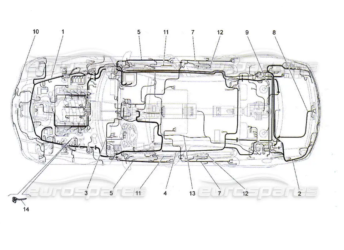 maserati qtp. (2010) 4.2 cableado principal diagrama de piezas