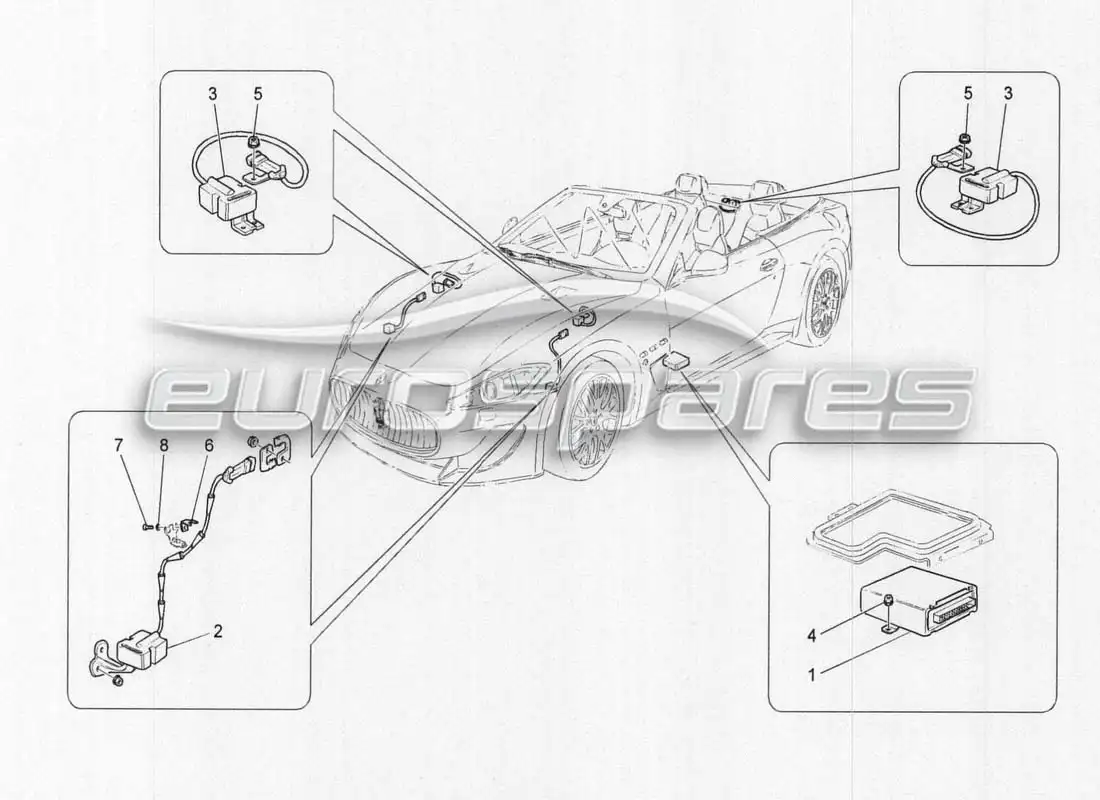 maserati grancabrio mc centenario gestión electrónica (suspensión) diagrama de piezas