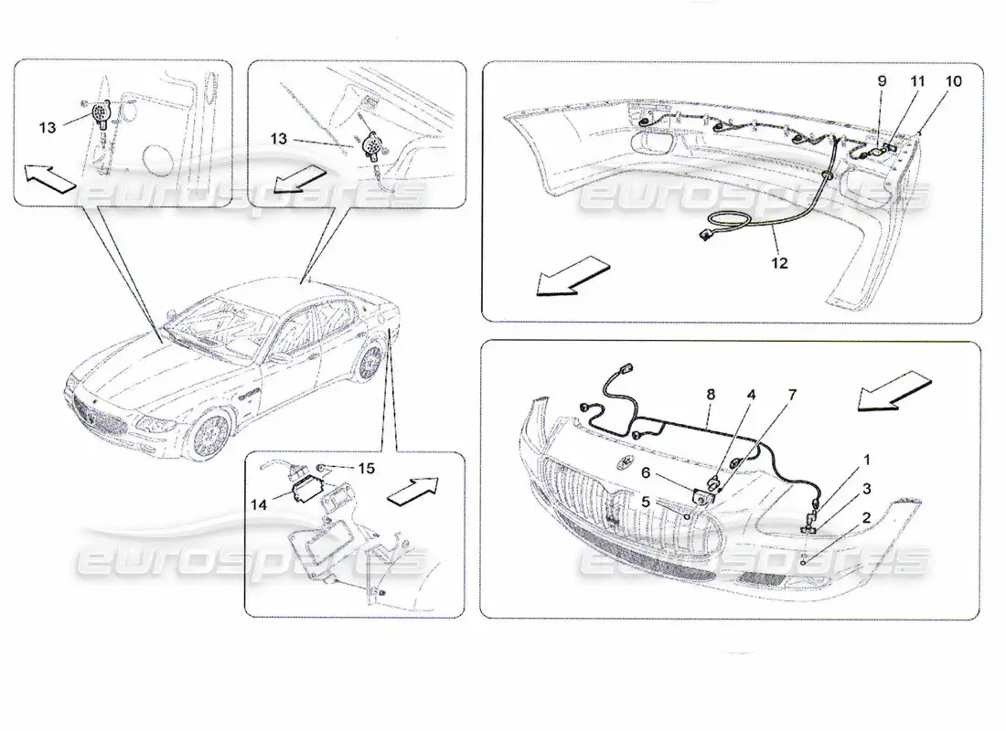 maserati qtp. (2010) 4.7 sensores de aparcamiento diagrama de piezas