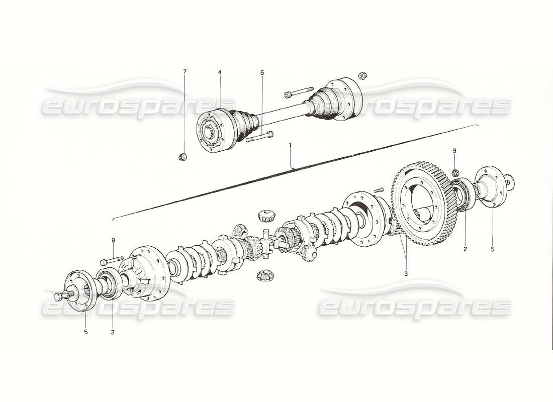ferrari 308 gt4 dino (1976) diagrama de piezas del diferencial y del semieje (desde la caja de cambios n.° 693)