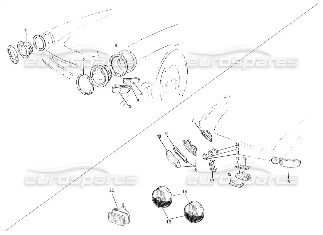 ferrari 275 (pininfarina coachwork) grupo fari y fanalina posteriori diagrama de piezas