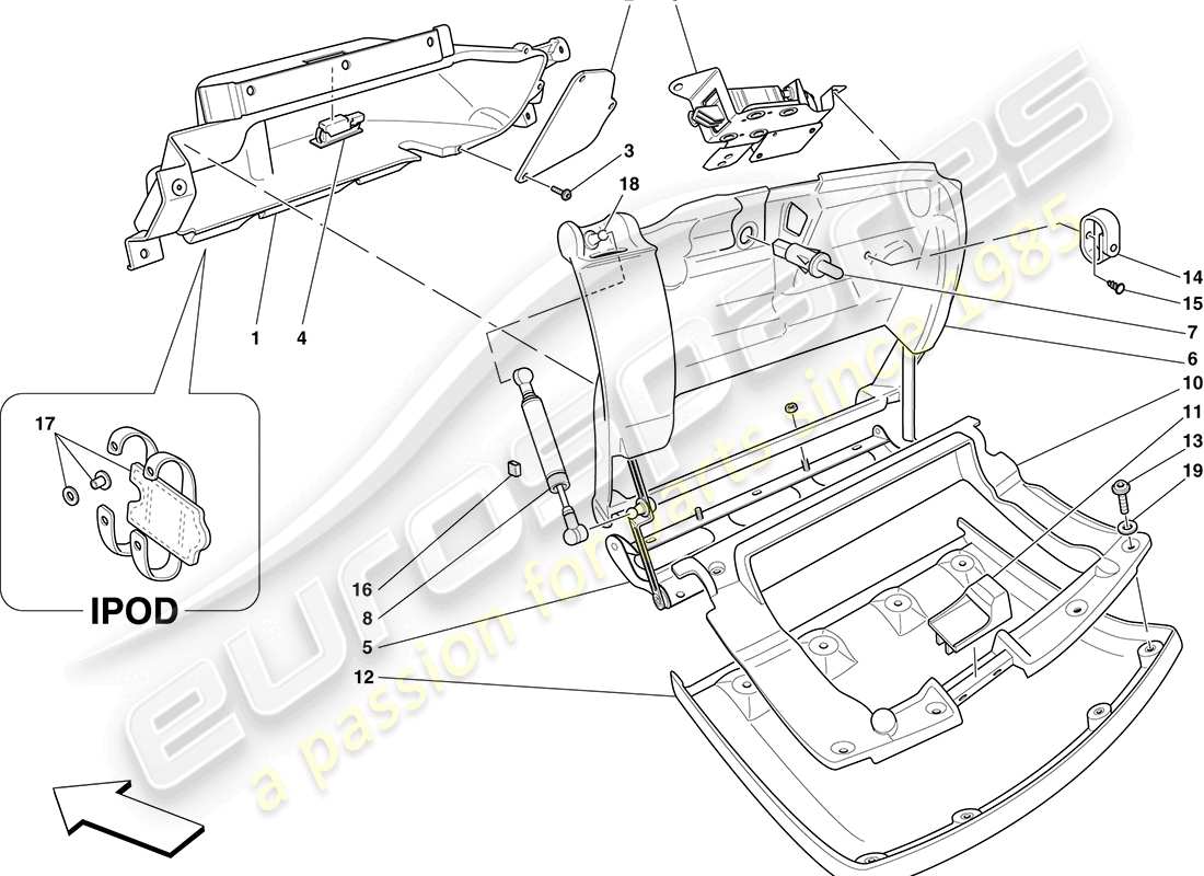 ferrari f430 coupe (rhd) guantera diagrama de piezas