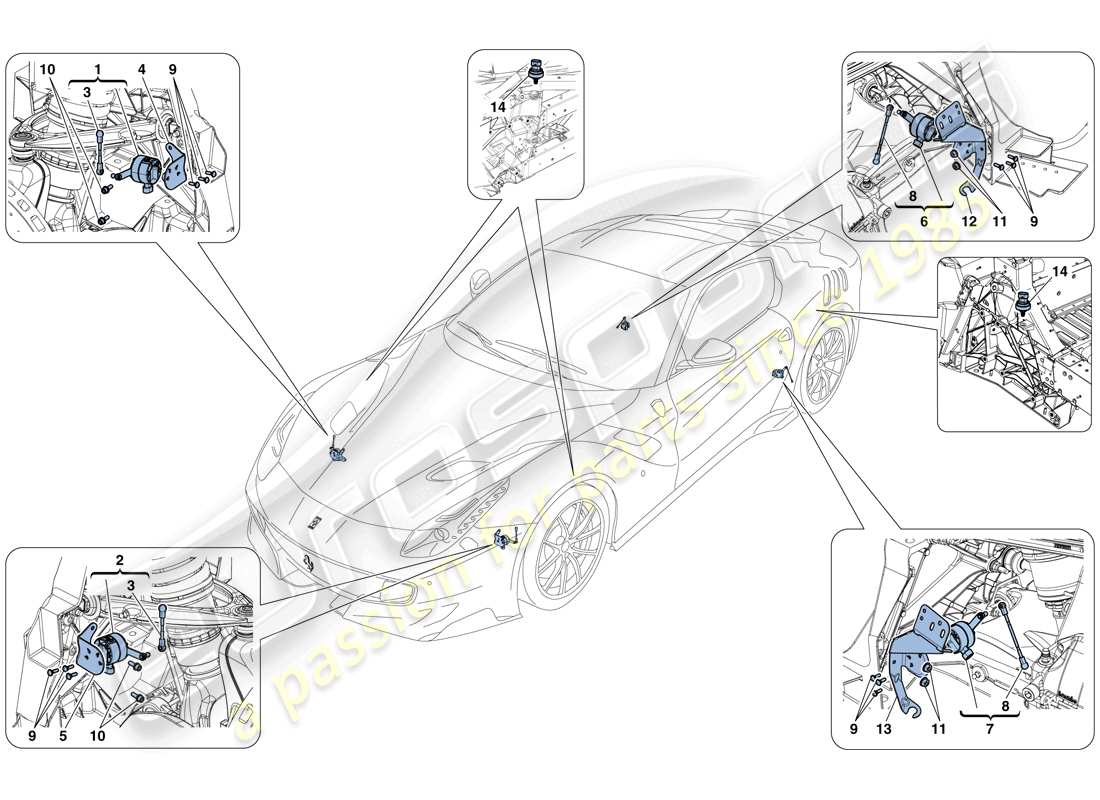 ferrari f12 tdf (usa) gestión electrónica (suspensión) diagrama de piezas