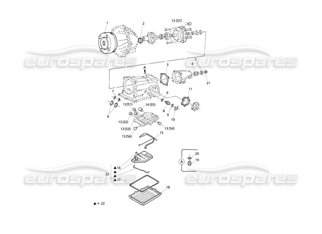 maserati qtp v8 evoluzione piezas internas de transmisión automática diagrama de piezas