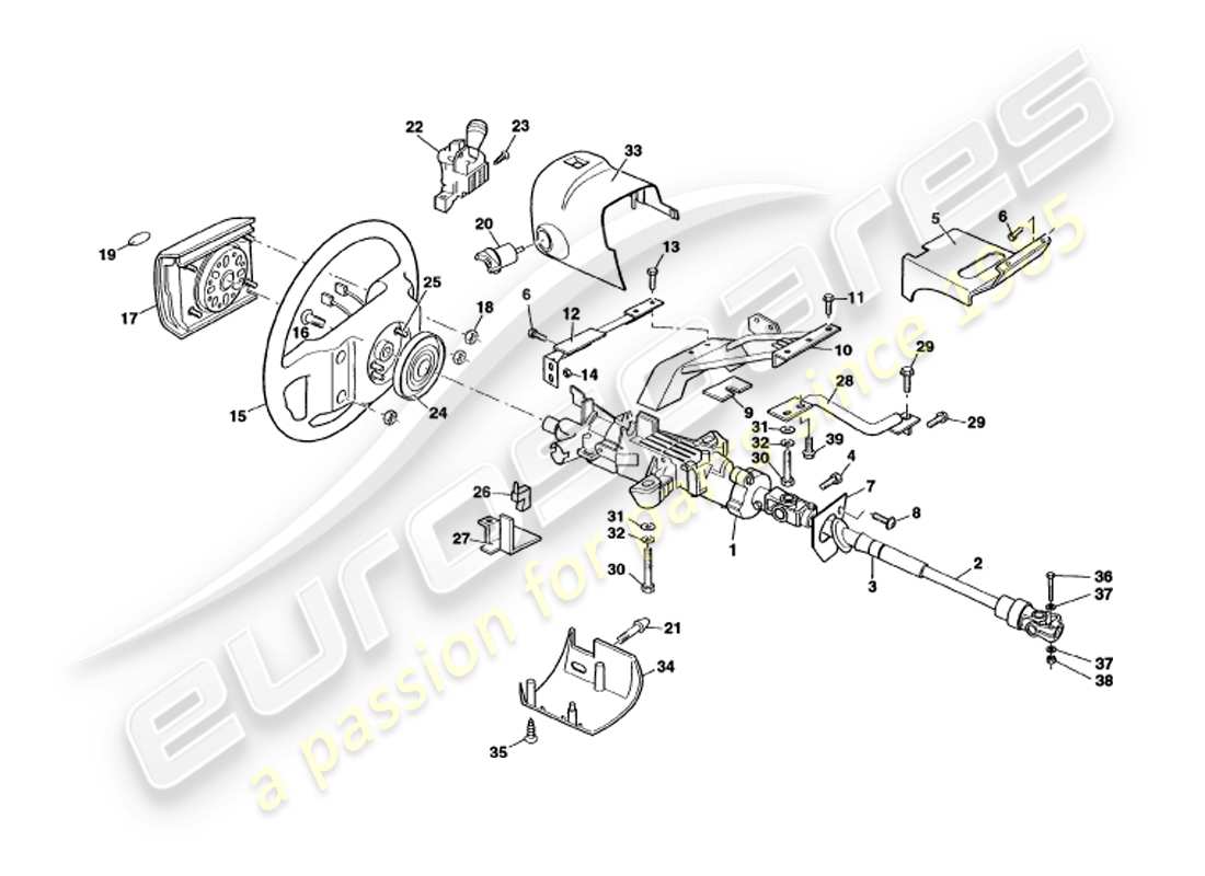 aston martin v8 volante (2000) columna de dirección diagrama de piezas