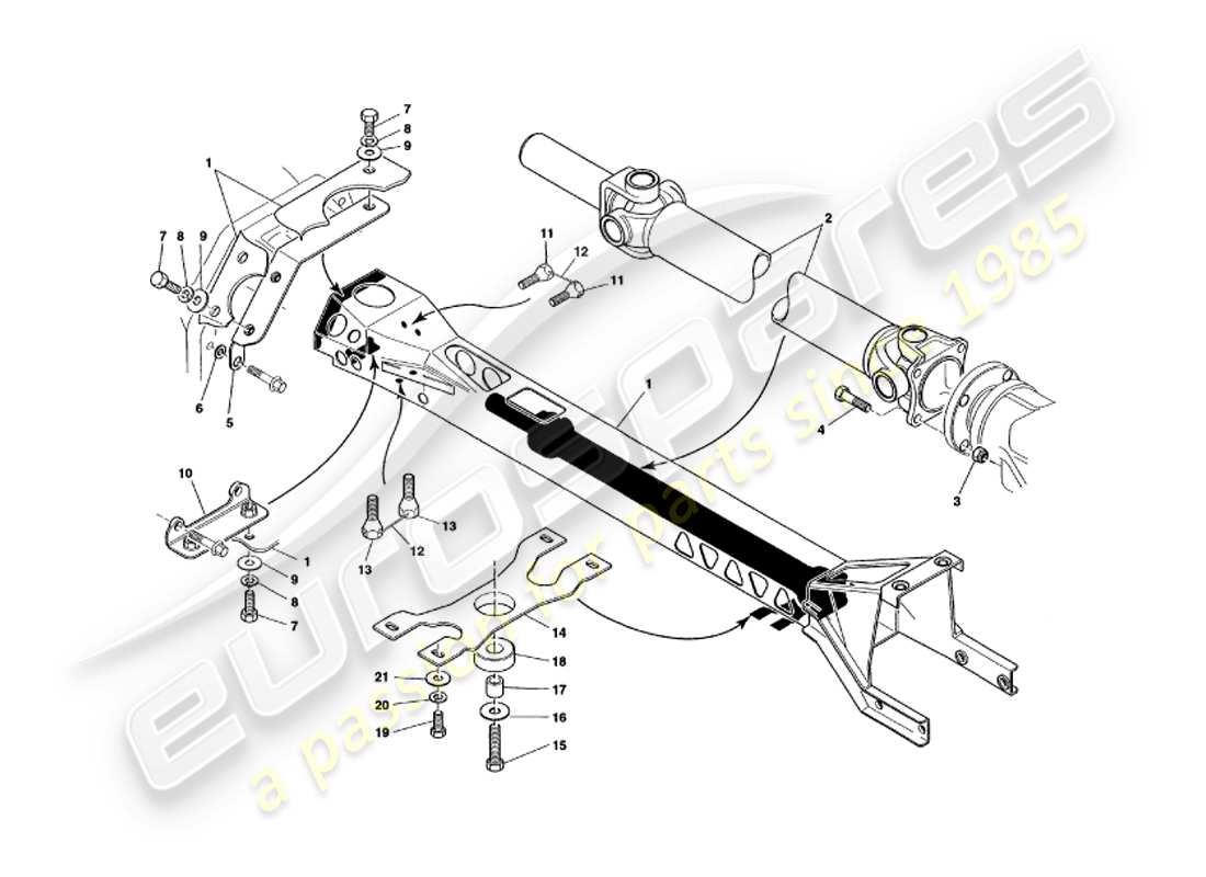 aston martin v8 volante (2000) diagrama de piezas del tubo de torsión y del eje de transmisión
