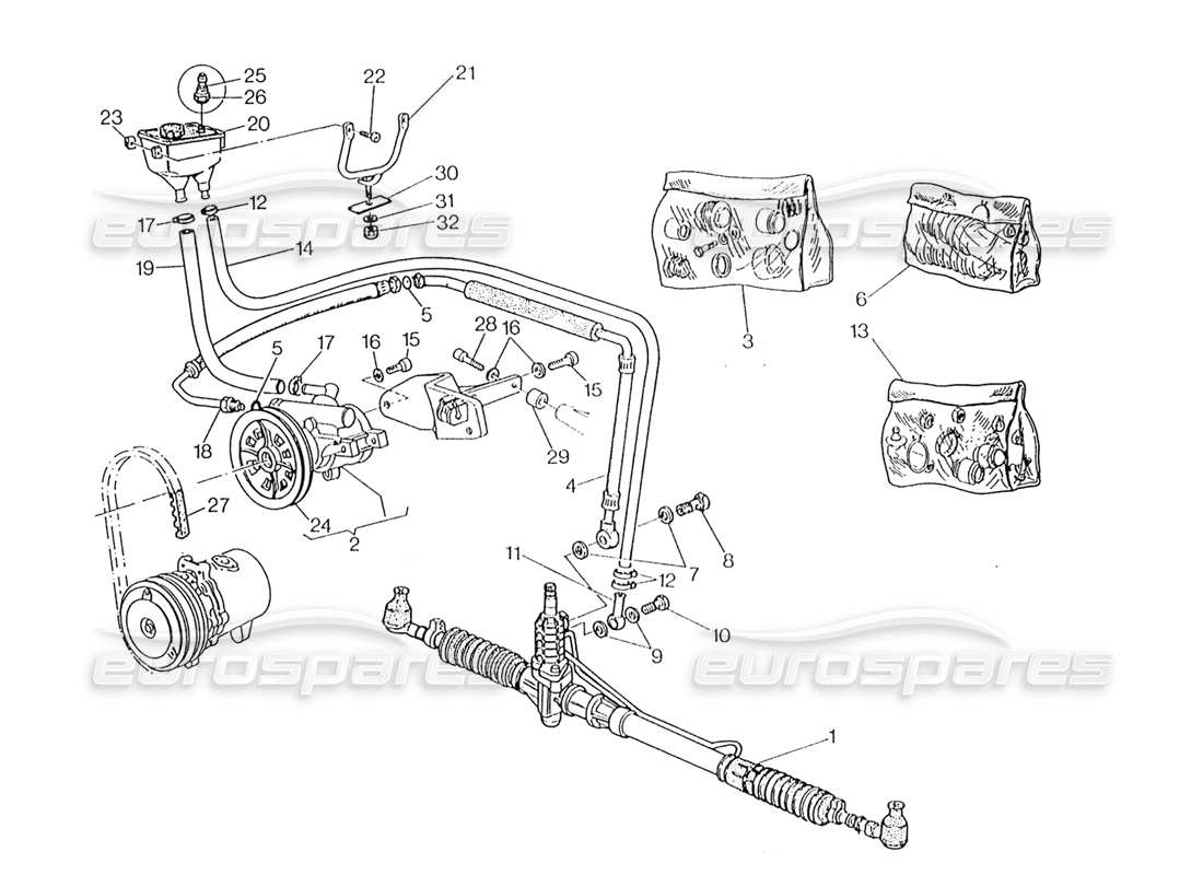 maserati karif 2.8 diagrama de piezas del sistema de dirección asistida (dirección derecha)