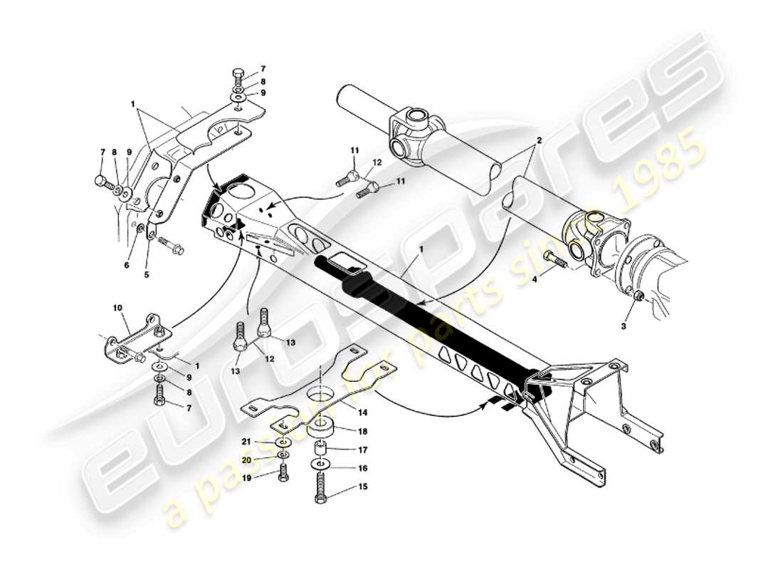 aston martin v8 volante (1999) diagrama de piezas del tubo de torsión y del eje de transmisión