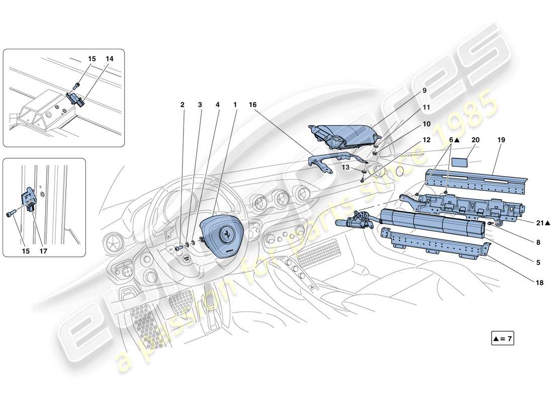 ferrari f12 berlinetta (europe) diagrama de piezas de airbags