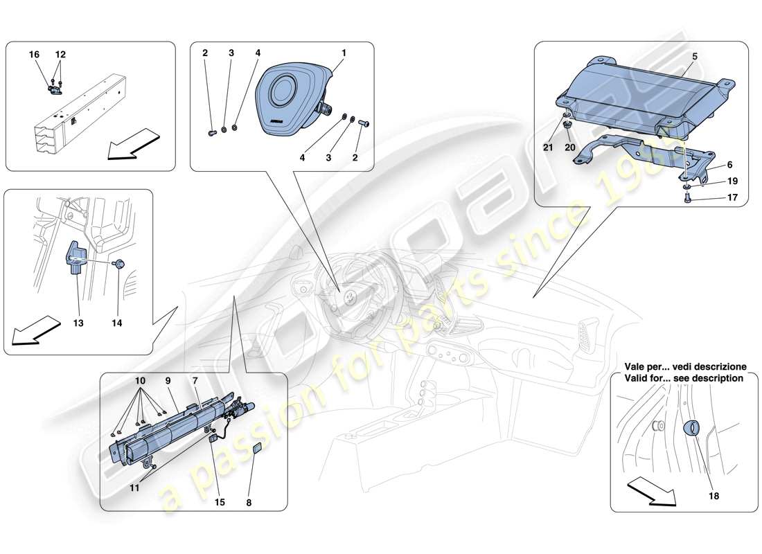 ferrari 458 speciale aperta (usa) diagrama de piezas de airbags