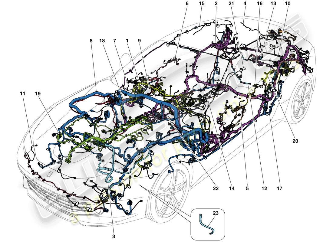 ferrari gtc4 lusso t (usa) arneses de cableado principales diagrama de piezas