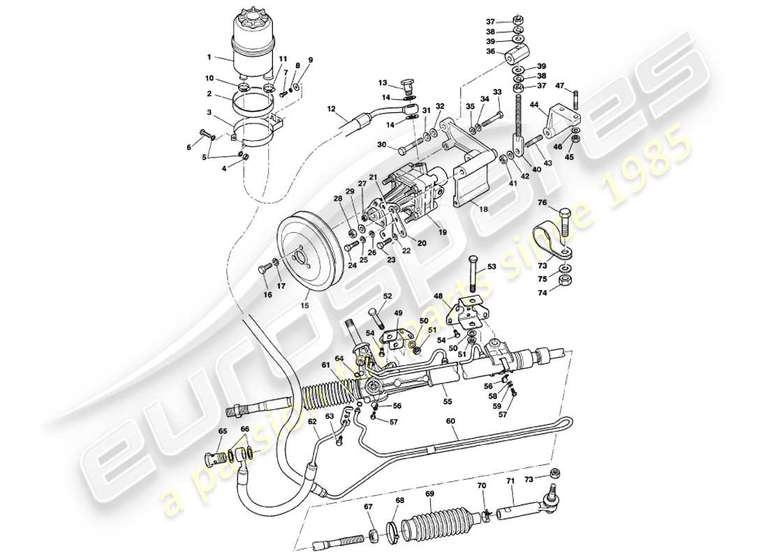 aston martin v8 volante (2000) dirección asistida diagrama de piezas