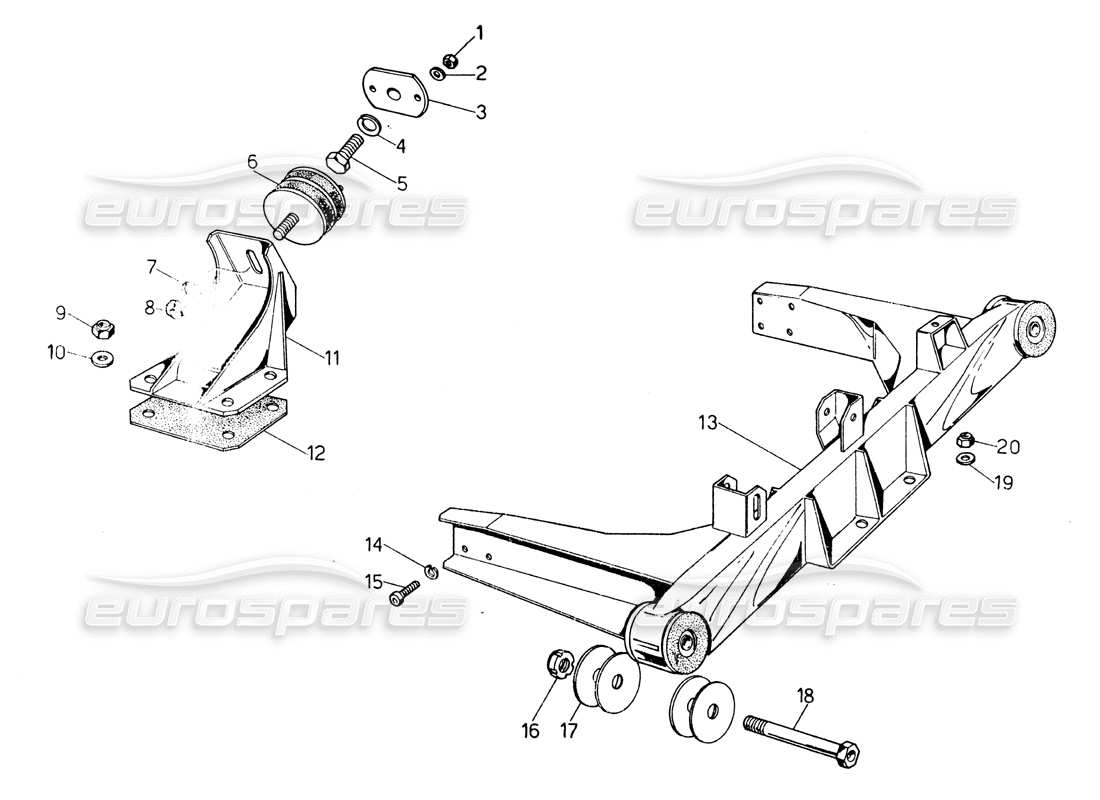 lamborghini countach lp400 subchasis del motor diagrama de piezas