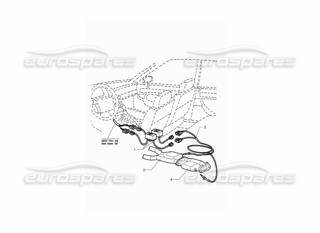 maserati qtp. 3.2 v8 (1999) diagrama de piezas del sistema de escape (solo japón)