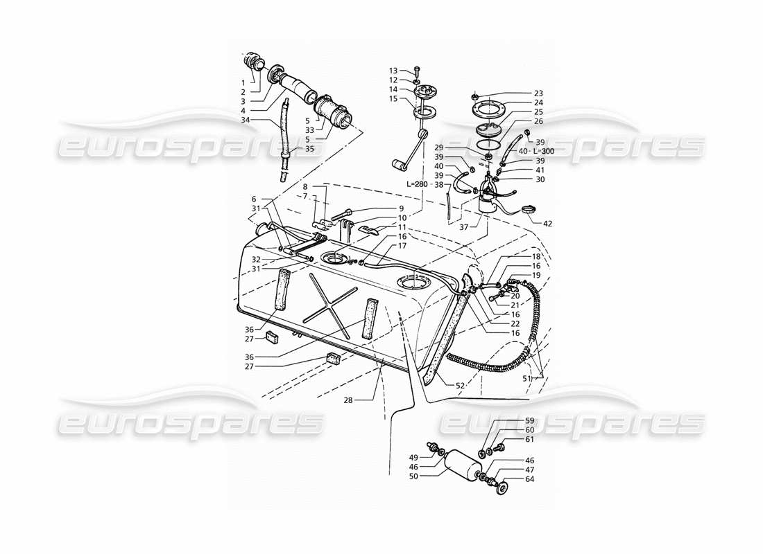 maserati qtp. 3.2 v8 (1999) diagrama de piezas del tanque de combustible (posterior a la modificación)