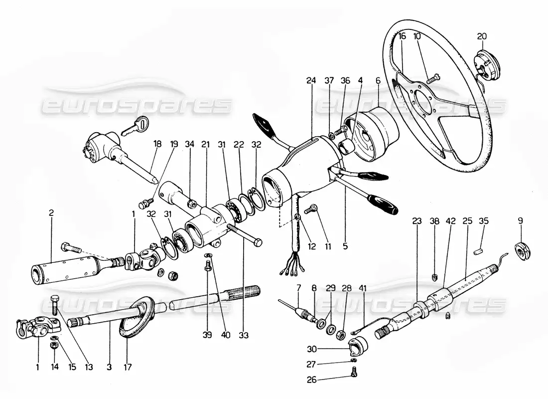 ferrari 365 gtc4 (mechanical) diagrama de piezas de la columna de dirección