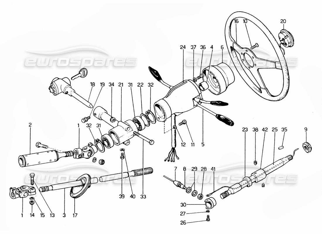 ferrari 365 gtc4 (mechanical) columna de dirección - revisión diagrama de piezas