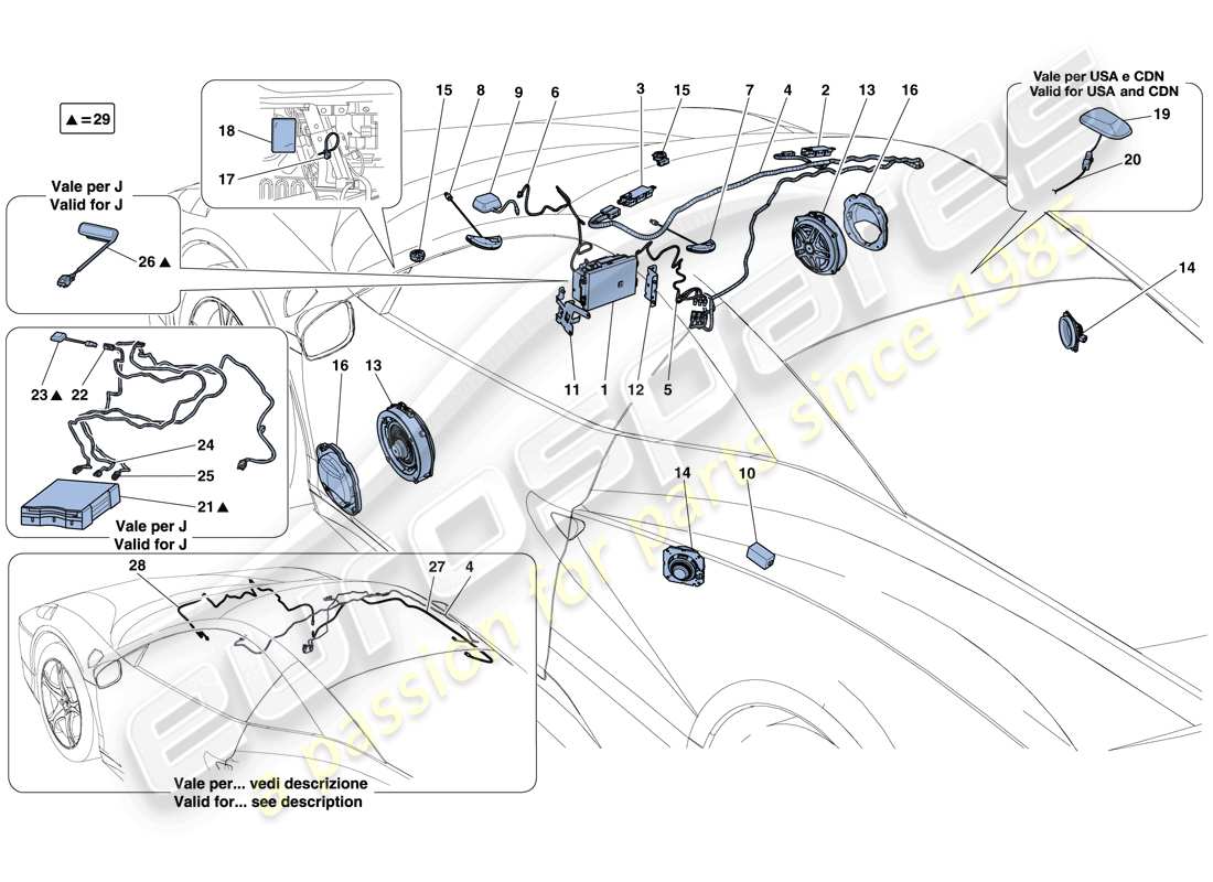 ferrari 458 speciale (europe) diagrama de piezas del sistema hi-fi