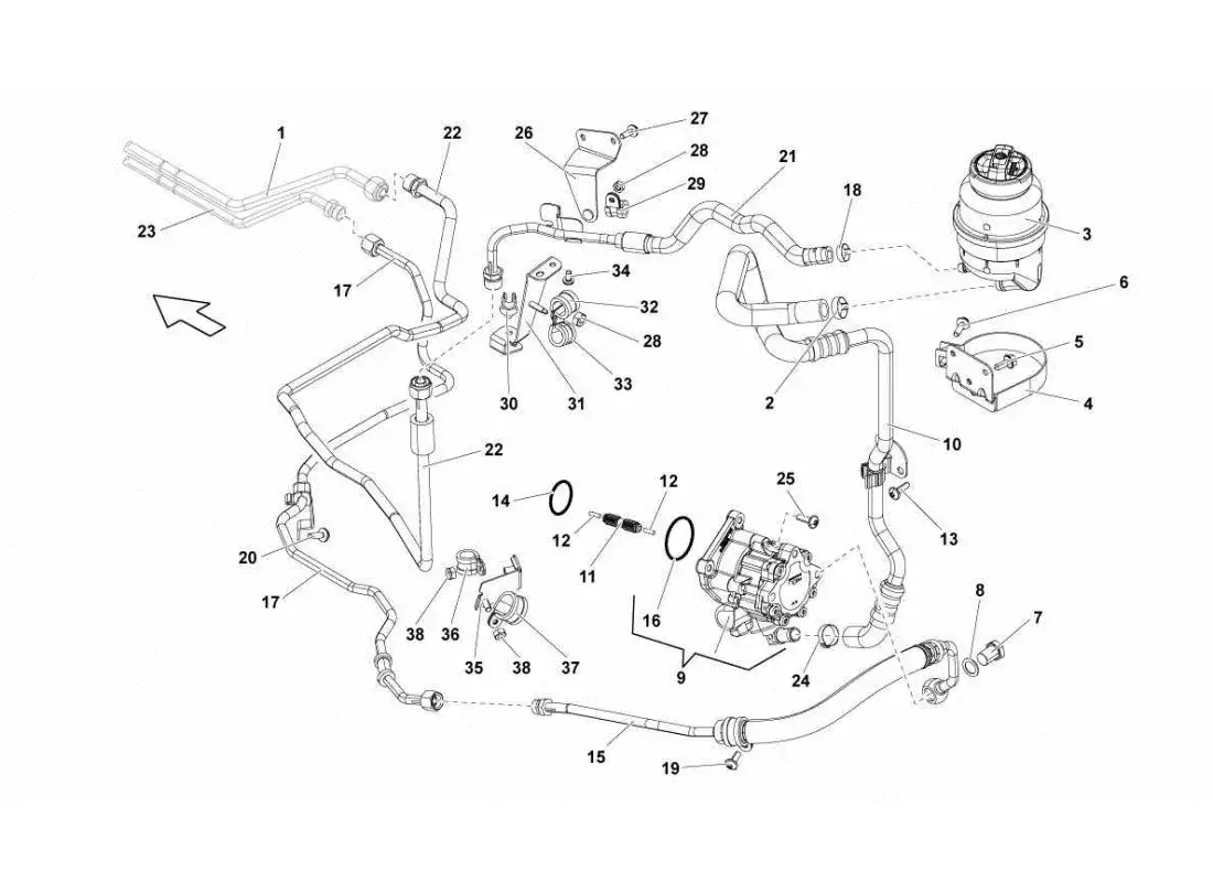 lamborghini gallardo sts ii sc diagrama de piezas de la dirección asistida