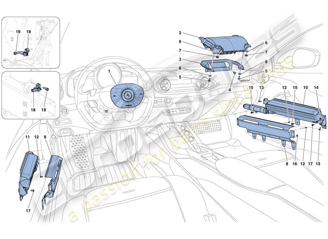 ferrari 812 superfast (rhd) diagrama de piezas de airbags