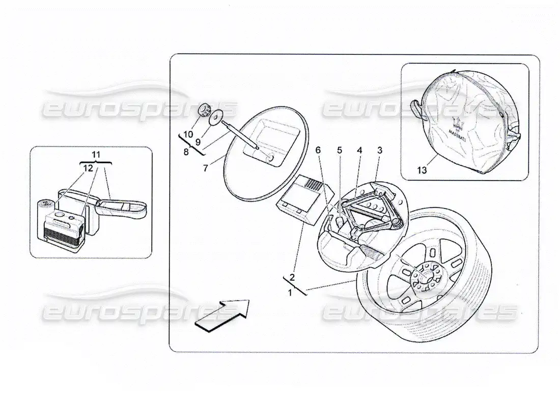 maserati qtp. (2010) 4.2 accesorios proporcionados diagrama de piezas