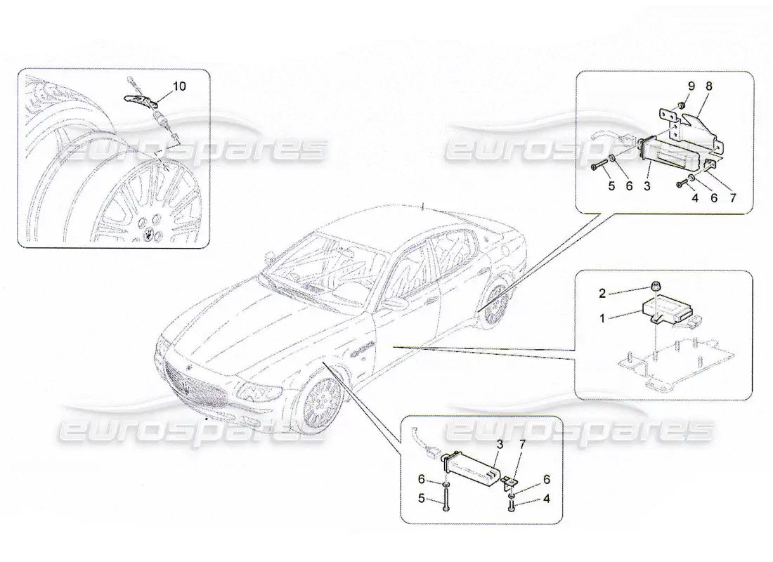 maserati qtp. (2010) 4.2 sistema de control de presión de neumáticos diagrama de piezas