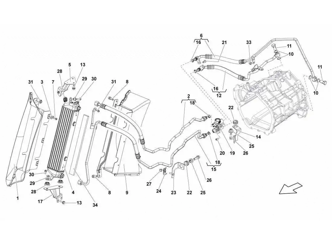 lamborghini gallardo sts ii sc diagrama de piezas del enfriador de aceite