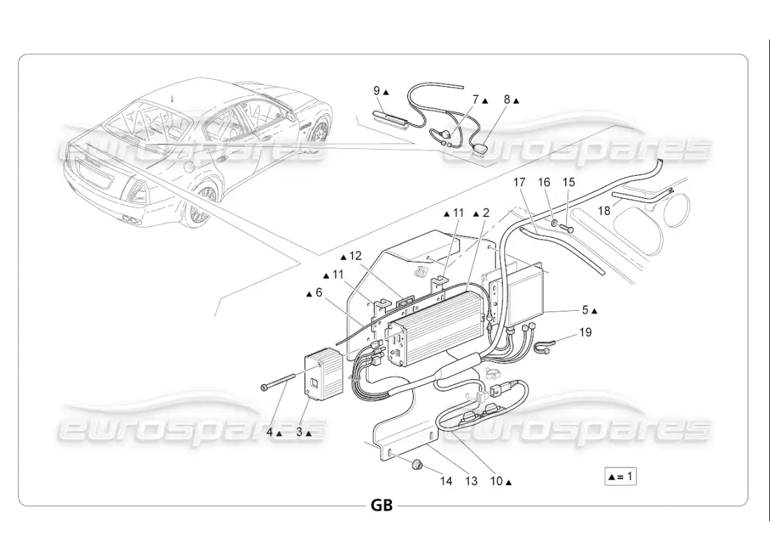 maserati qtp. (2007) 4.2 f1 sistema de alarma e inmovilizador diagrama de piezas