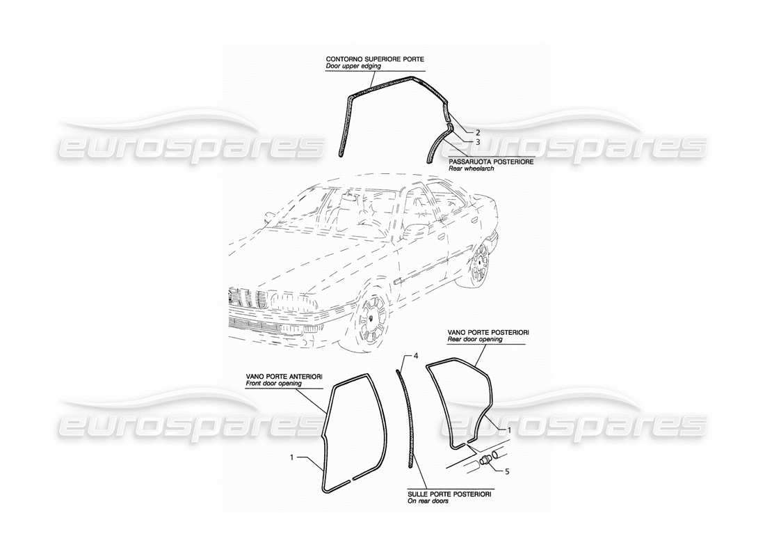 maserati qtp. 3.2 v8 (1999) sellos externos diagrama de piezas